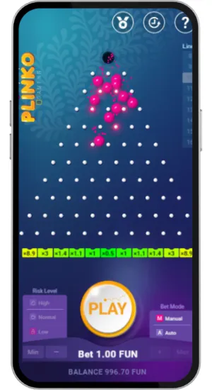 Multiple Plinko balls bouncing through pegs